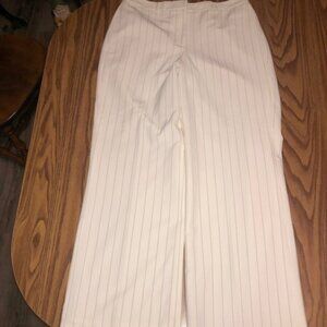 Larry Levine Stretch White Blue Pinstripe Pants